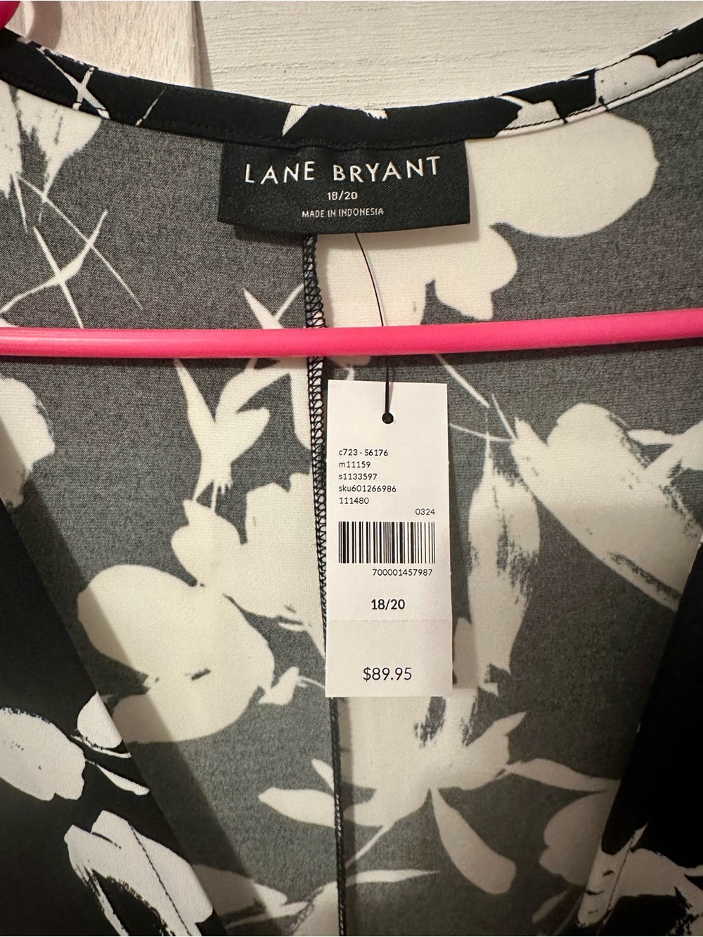 Lane Bryant Black and White Floral Wrap Dress Top